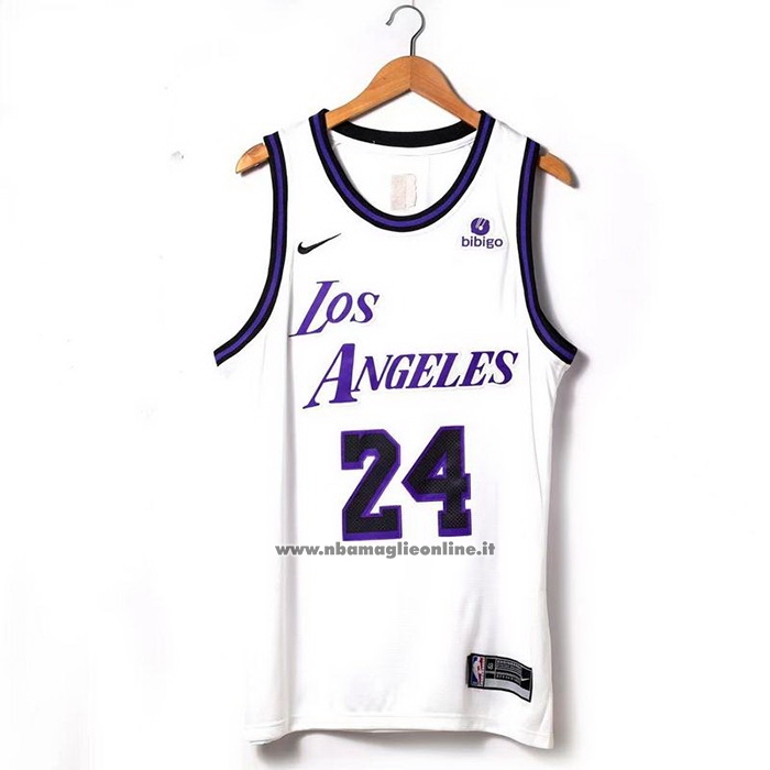 Maglia Los Angeles Lakers Kobe Bryant #24 Citta 2022-23 Bianco